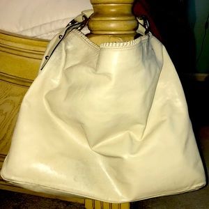 GG GUCCI HORSE BIT HOBO BAG CREAM LEATHER